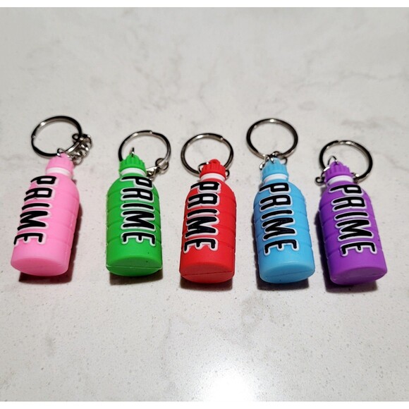 PRIME Hydration Drink Bottle KEYCHAINS Pendant 2" Gift Lot 5pcs NEW - Picture 2 of 6